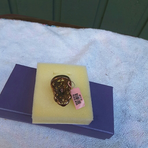 Ladies Rose Rhodocrosite Rhinestone Ring sz 8 - Picture 5 of 6